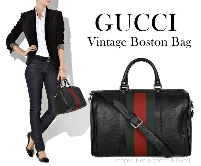 gucci vintage web boston bag black